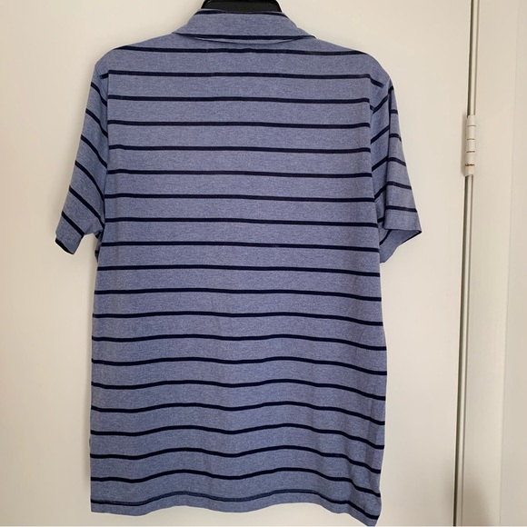 BANANA REPUBLIC. Short Sleeve Polo Shirt. Pale Blue w/ Navy Stripes. Siz… - Picture 2 of 6